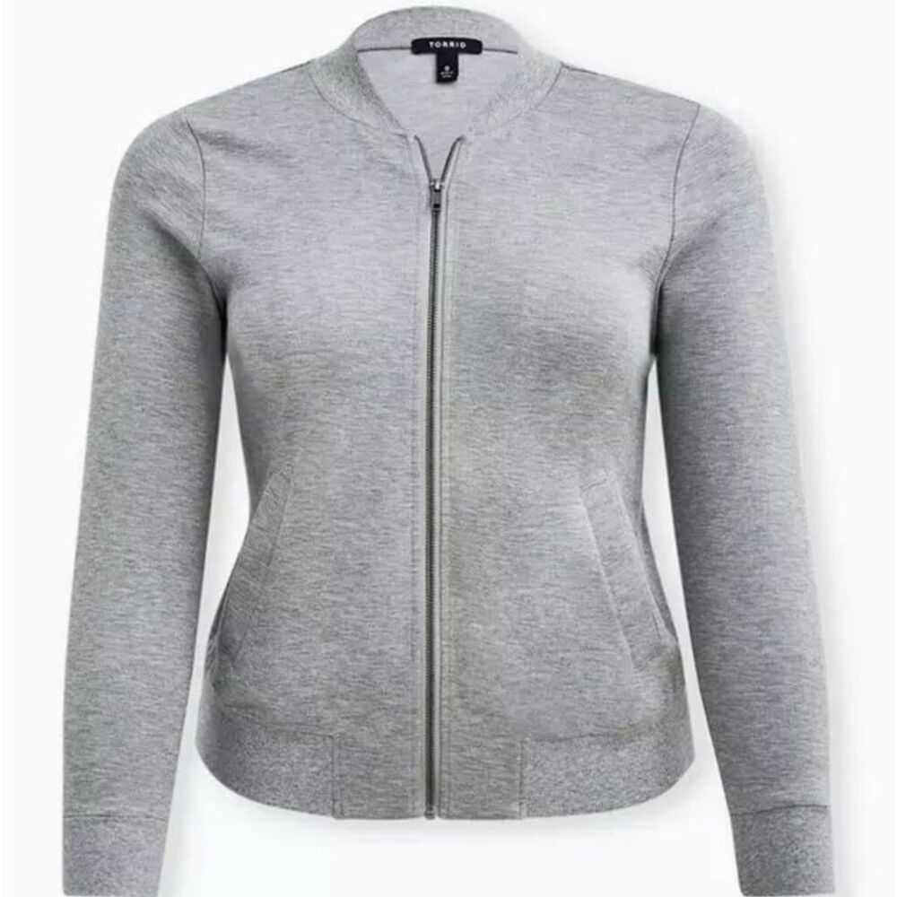 Torrid Women's Ponte Knit Bomber Jacket Gray Plus Size 4/4X